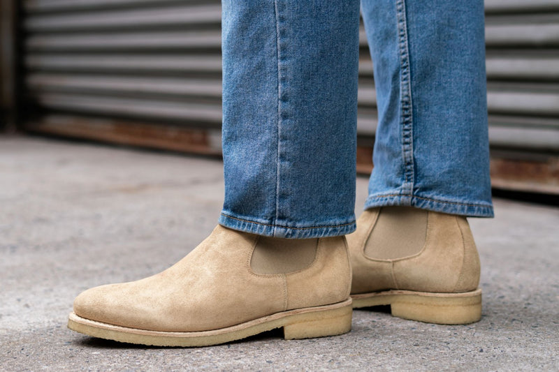 Men's Cavalier Chelsea Boot In Tan 'Dune' Suede - Thursday Boots