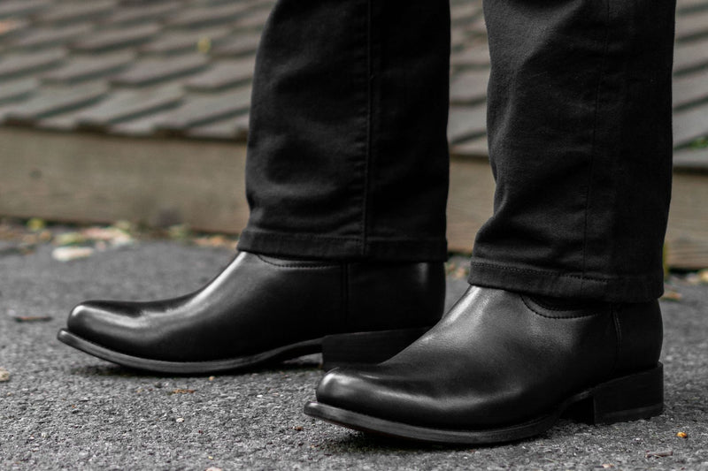 Men's Frontier Cowboy Boot In Black Full-Grain Leather - Thursday