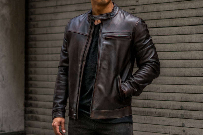 Men's Roadster Jacket In Black Coffee Leather - Thursday Boot Company