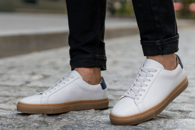 Men's Legacy Low Top In White x Navy Leather - Thursday Boot Company