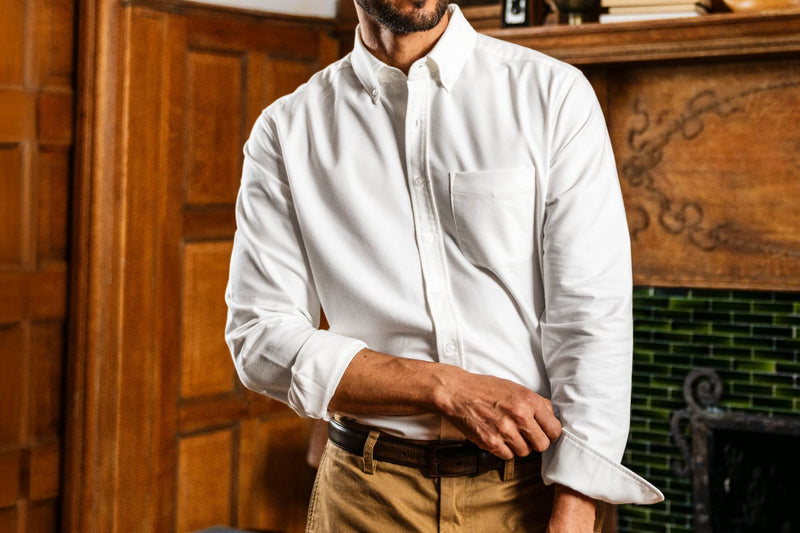 mens white oxford dress shirt Washed Oxford Shirt for Tall Men in White L / Semi Tall / White