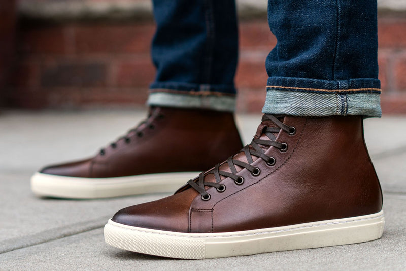 Men's Premier Top Sneaker In Brown "Coffee" Leather