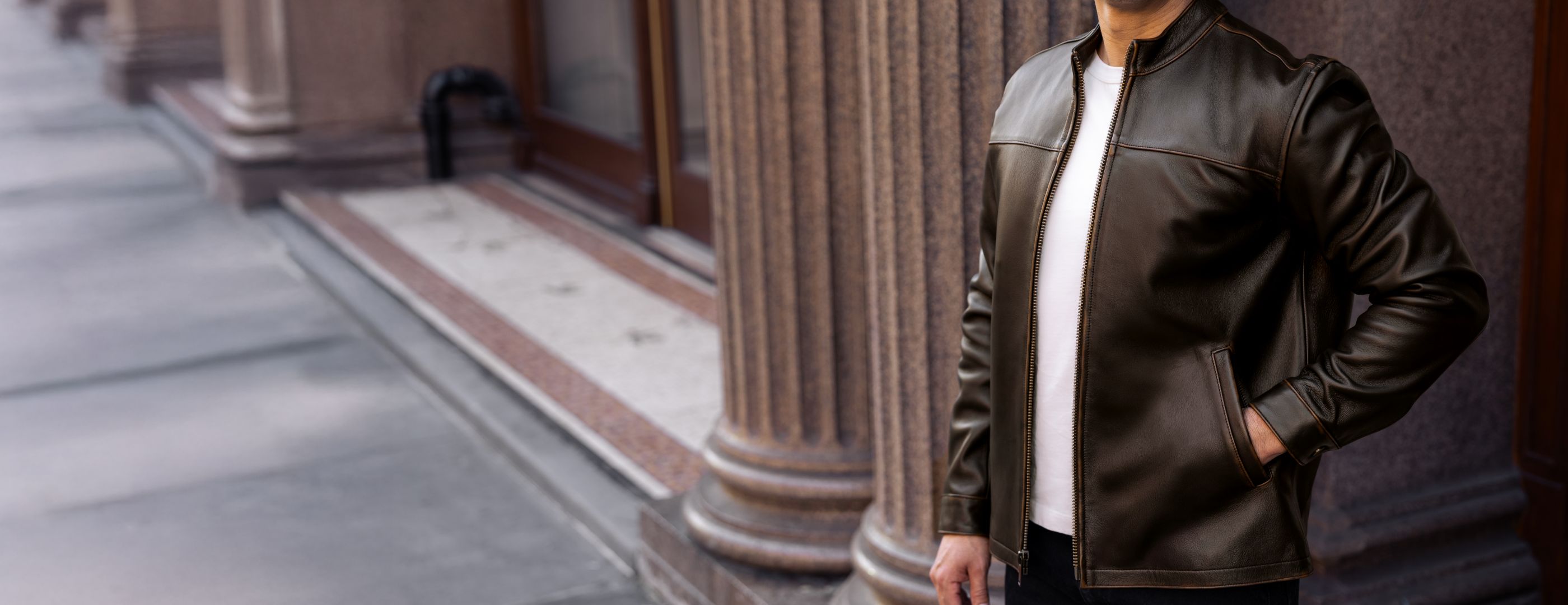 Men's Rider Jacket In Brown 'Java' Leather - Thursday Boot Company
