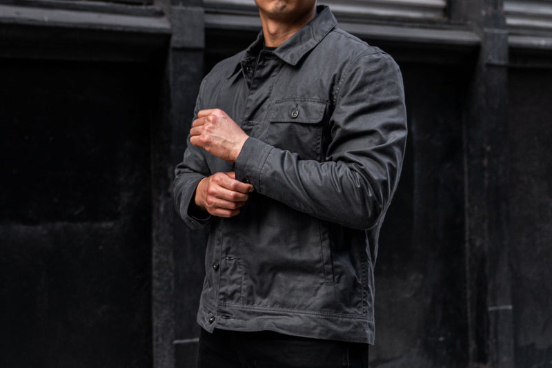 Men's Waxed Canvas Field Jacket in Charcoal Grey Thursday