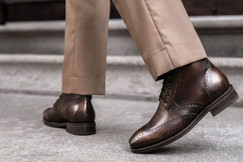 Men's Wingtip Boot In Dark Oak Brown Leather Thursday Boot Company