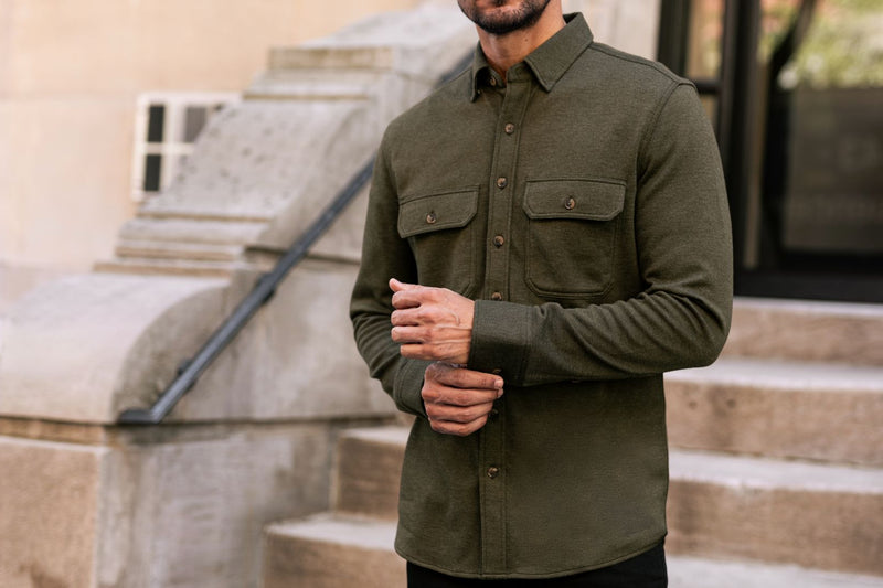 Everyday Button Down Shirt Olive Two Pocket