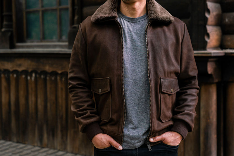 Men's Flight Jacket In Brown 'Tobacco' Leather Thursday