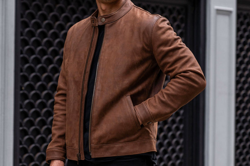 Men's Racer Jacket In Arizona Adobe Leather - Thursday