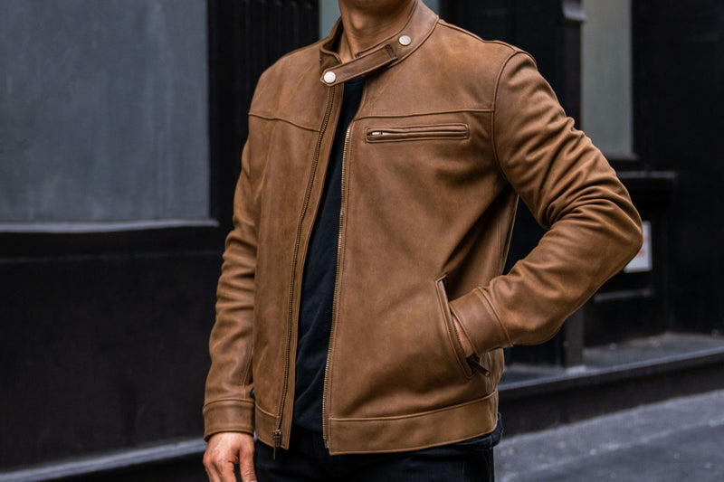 Men's Roadster Jacket In Burnt Copper Leather - Thursday Boot Company