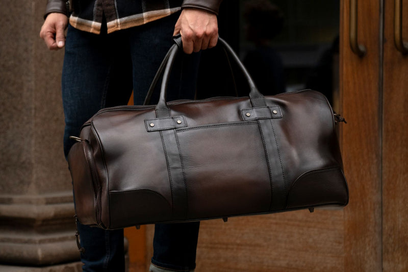Men's Weekender Duffel Bag in Brown 'Old English' Leather - Thursday