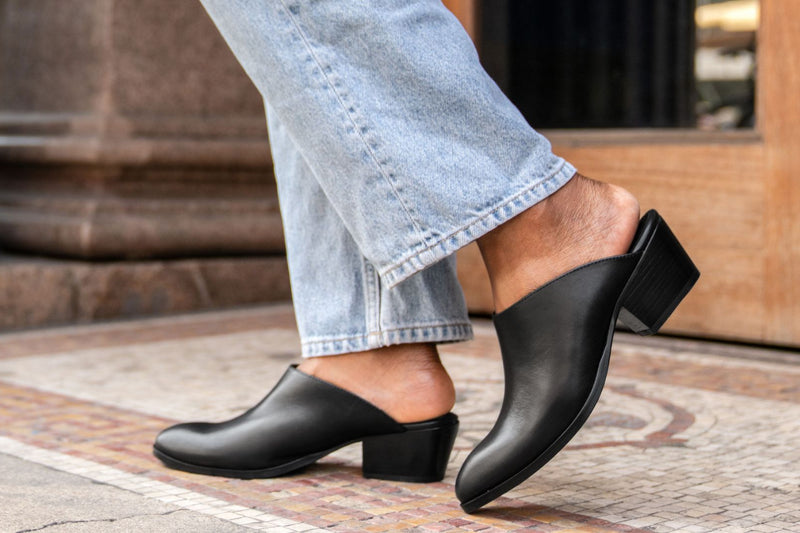 Cleo Grey Casual Mule Heels for Women