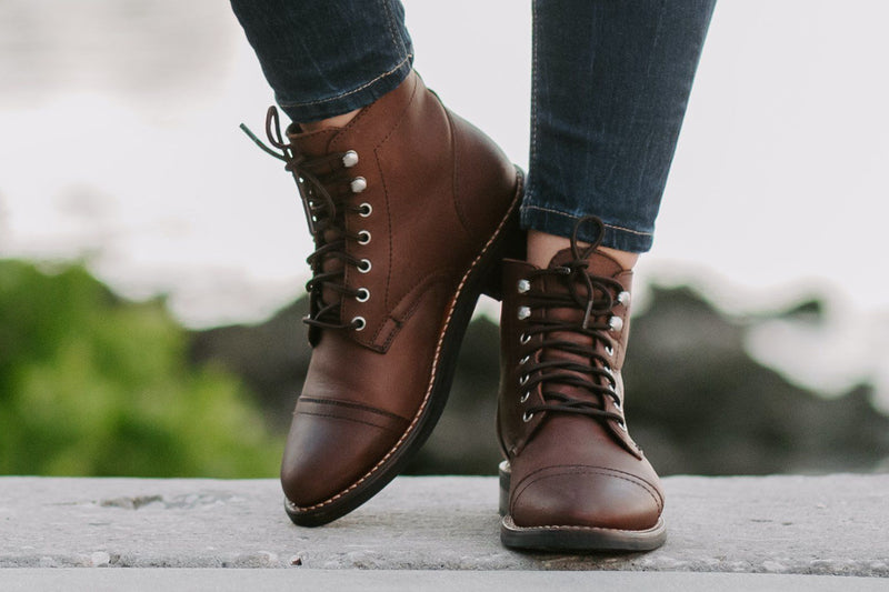 Women's Captain Lace-Up Boot In Whiskey Brown Leather - Thursday Boots