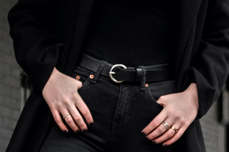 black leather waist belt
