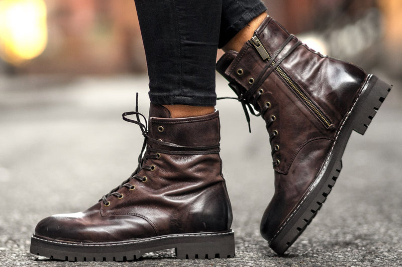 Women's Combat Boot In Java Brown Leather - Thursday Boot Company