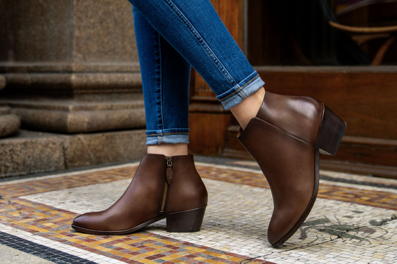 Women's Downtown Bootie In Brown 'Amaretto' Leather - Thursday