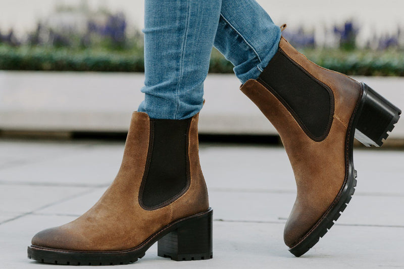 Women's Knockout High Heel Chelsea Boot In Safari Suede - Thursday