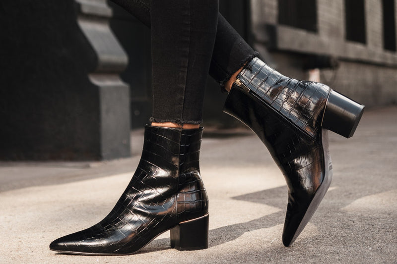 thumbnail image 2 of Red Patent Square Toe Ladies Cowboy Block Heel Ankle Boots 2 of 14