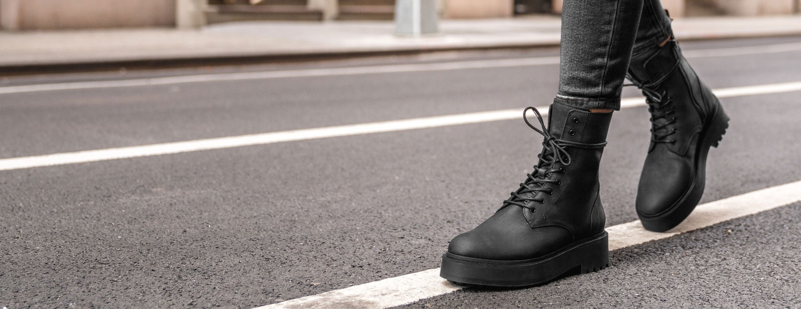 Women's Quest Combat Platform Boot in Black Matte Leather - Thursday