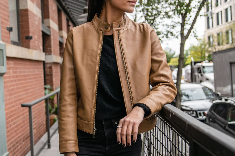 Style Womens Brown Moto Jacket Women Motorcycle Jackets Long