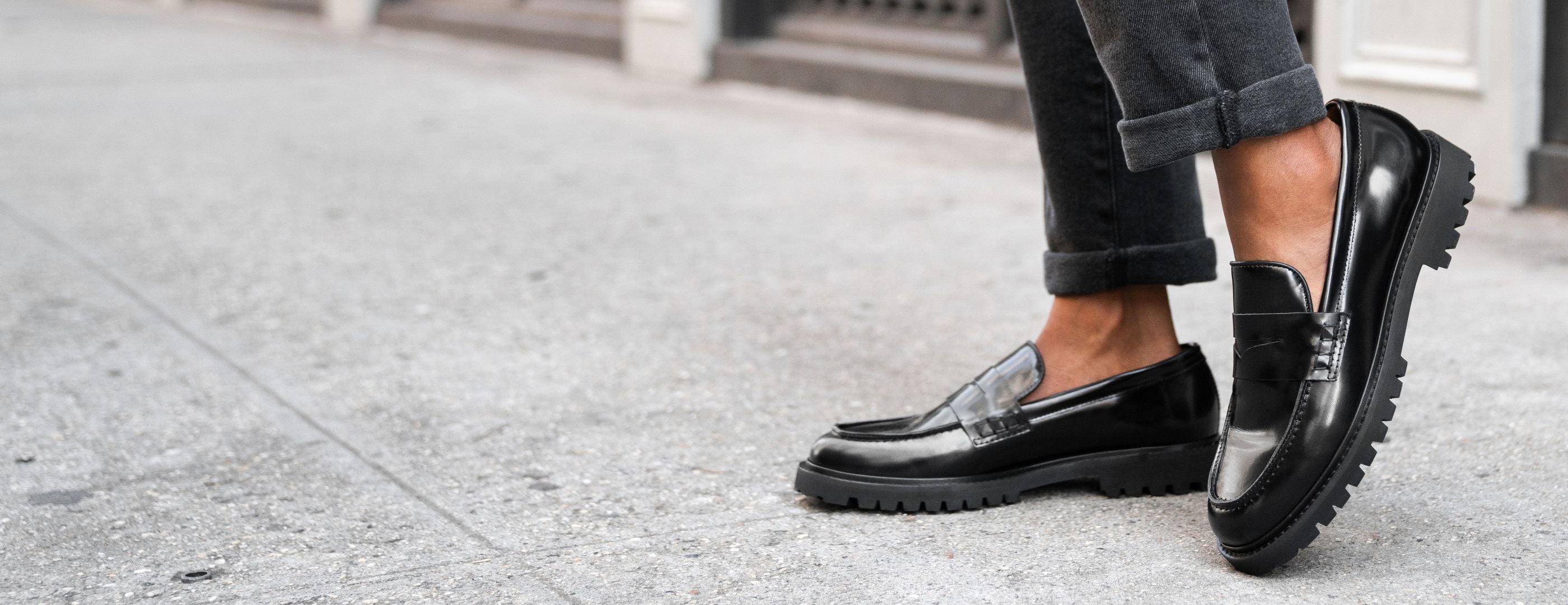 Women's Penny Lug Sole Loafer In Black Leather - Thursday