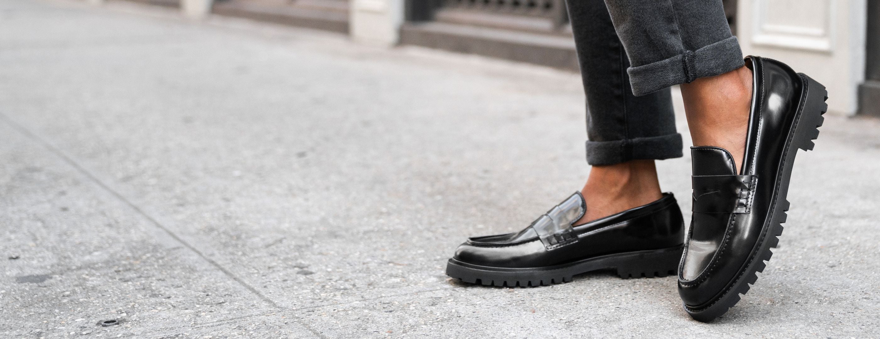 Black leather penny loafers womens on sale