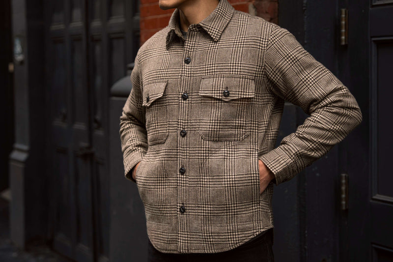 Men's Midweight CPO Wool Military Jacket in Brown 'Husk' - Thursday