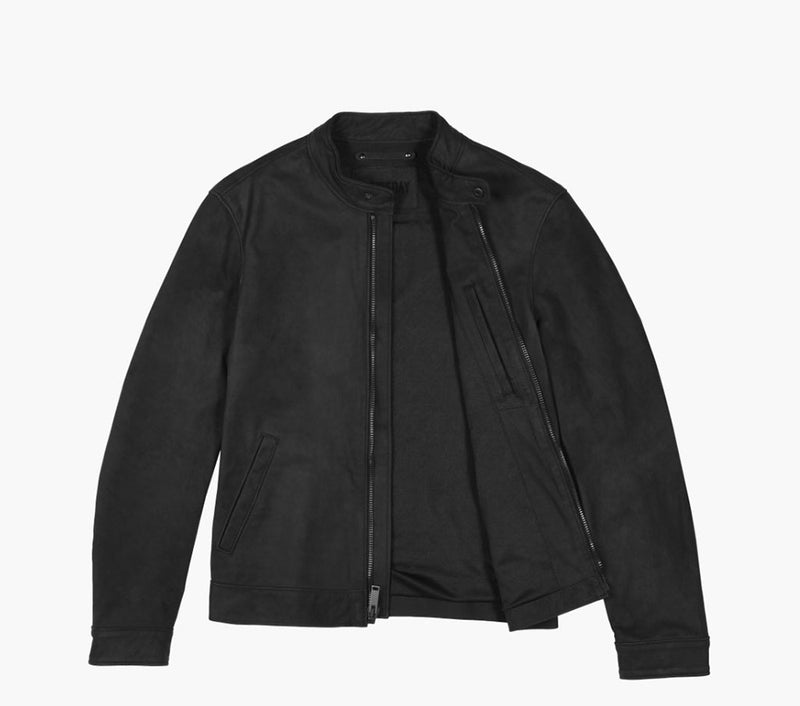 Men's Racer Jacket In Black Matte Leather - Thursday Boot Company