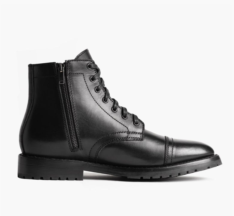 Men's Lug Sole Major Zip-Up Boot In Black Leather - Thursday Boots