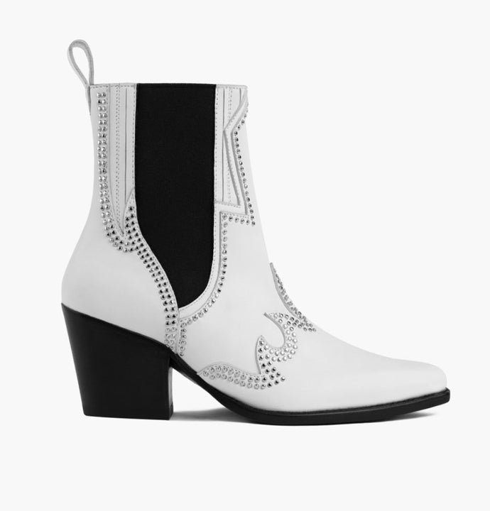 Women's Icon High Heel Chelsea Boot In White Leather - Thursday