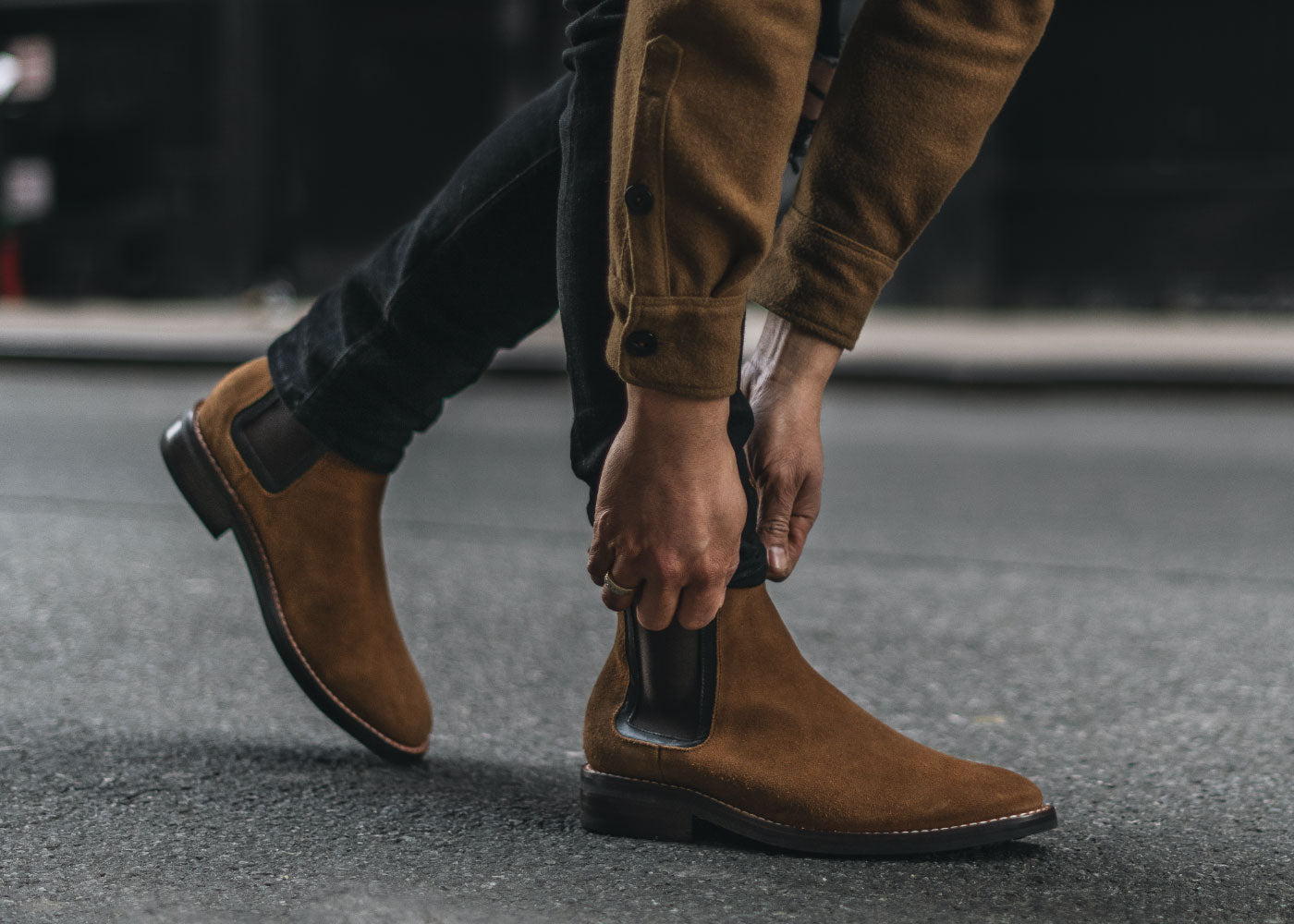 Men's Duke Chelsea Boot in Tan Honey Suede by Thursday Boot Company