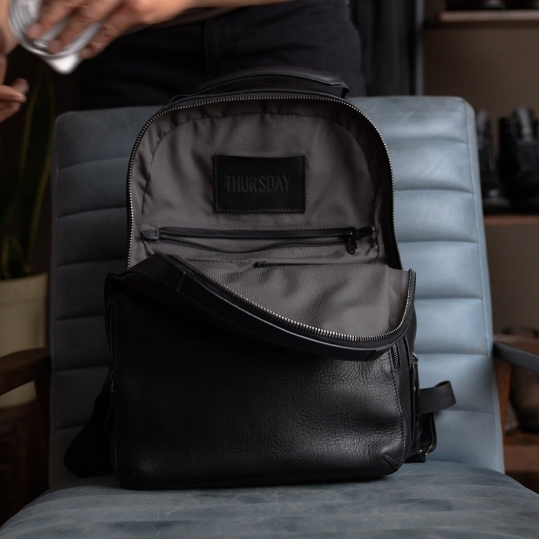 dark leather backpack men brand Men's Perfecto Backpack in Black Full-Grain Leather