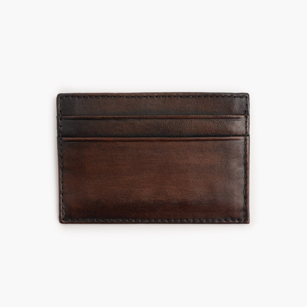 Brown & Black English Hide Leather Card Holder Wallet