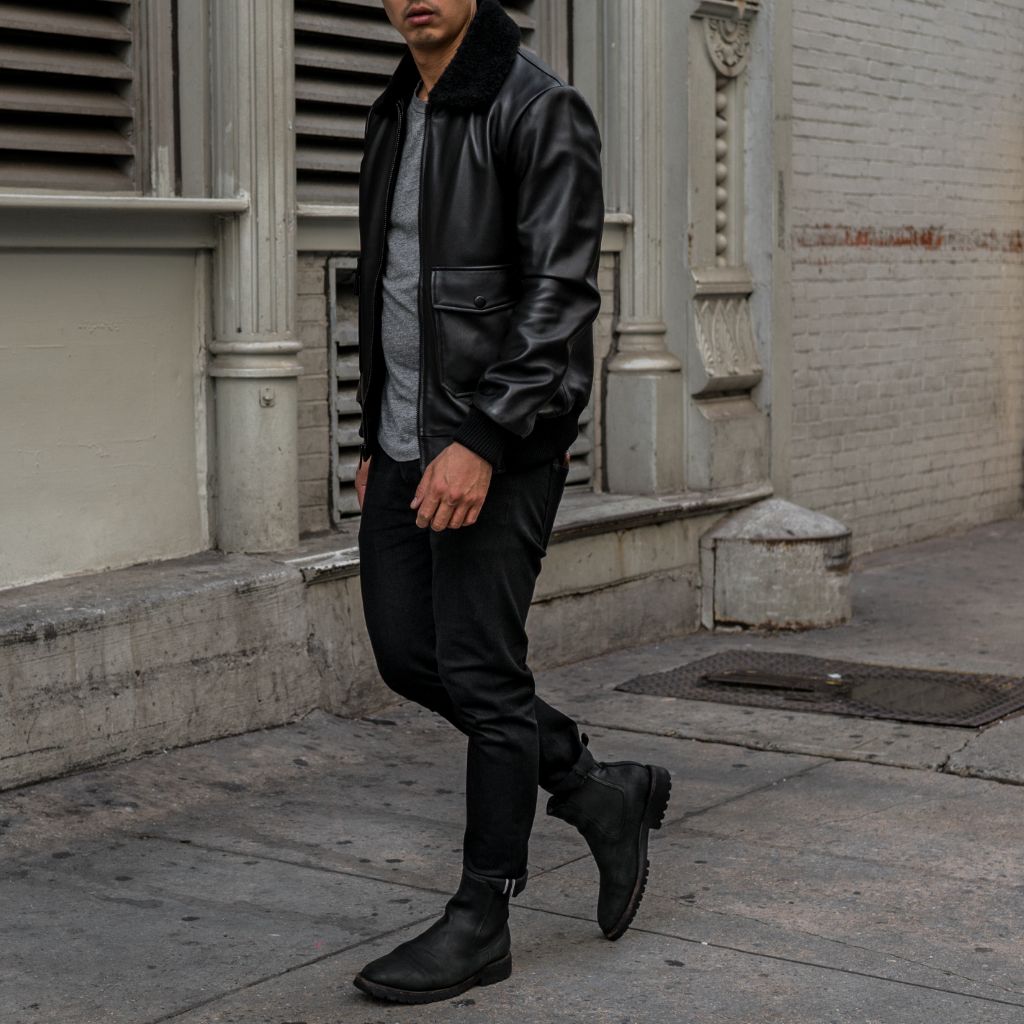 Men's Flight Jacket In Black Leather - Thursday Boot Company