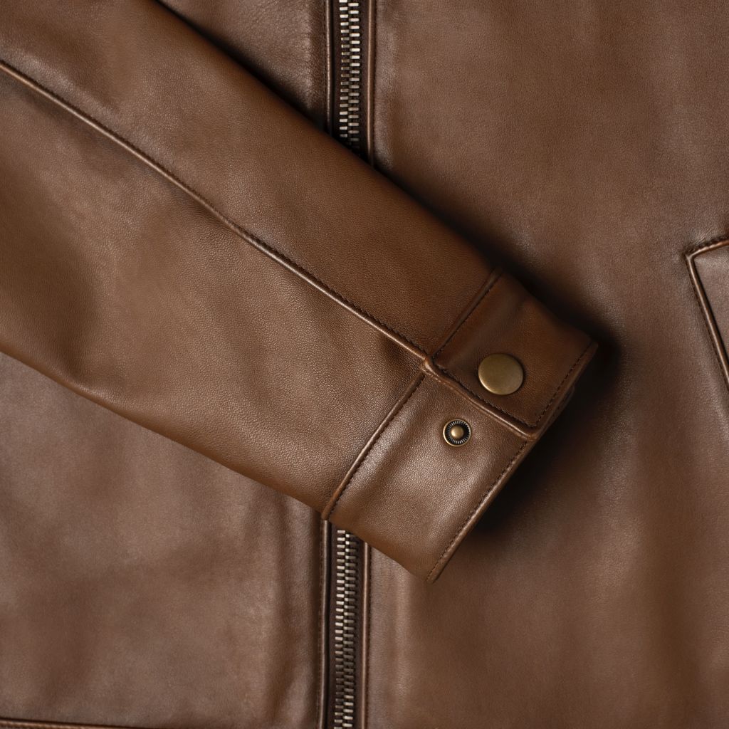 Men's Keanu Point Collar Jacket in Tan 'Walnut' Leather - Thursday