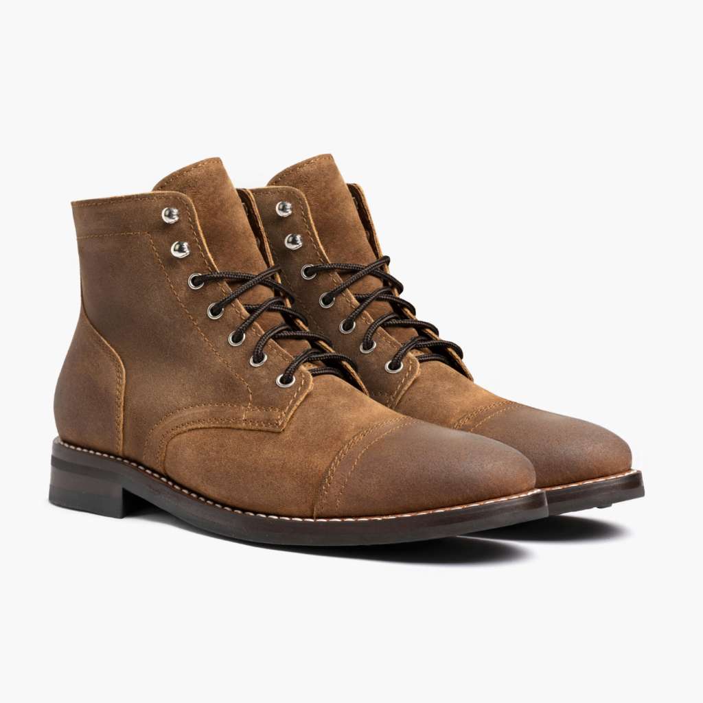 Men's Captain Lace-Up Boot In Tan 'Dusty' Suede - Thursday Boot