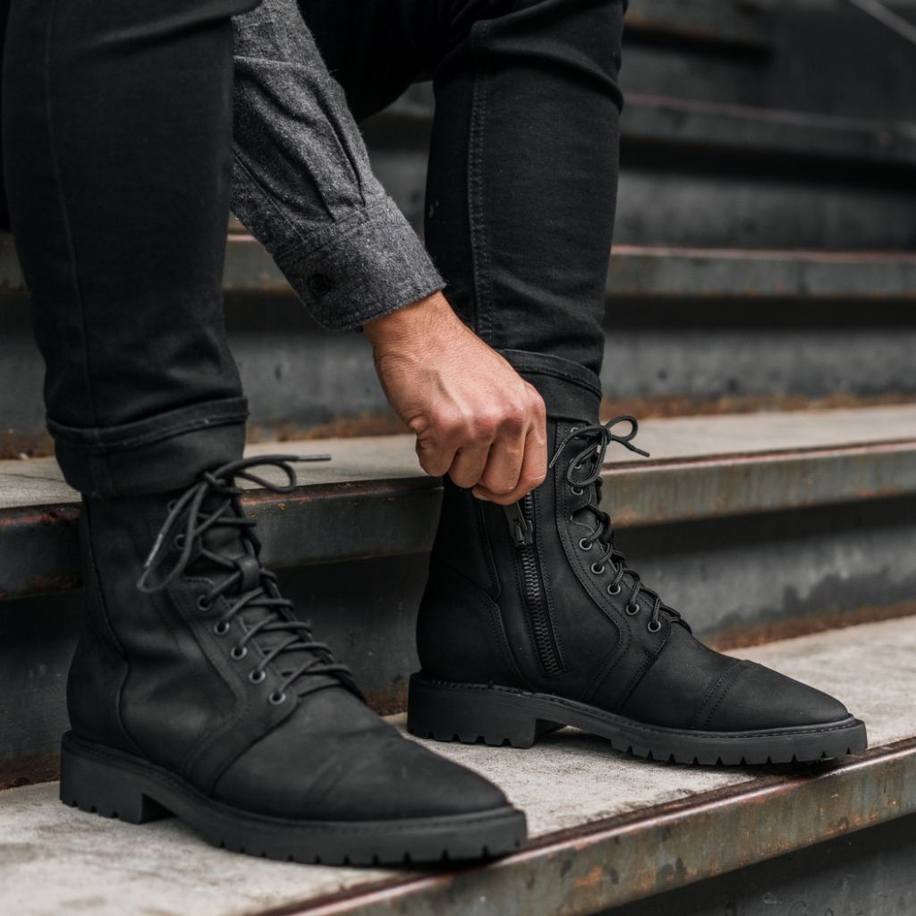 Black zip up boots sale