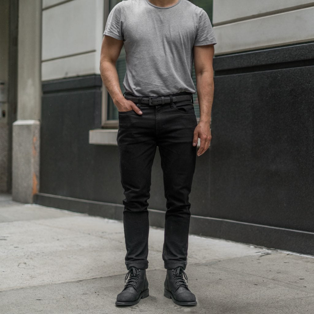 Men's Slim Leather Belt In Black Coffee - Thursday Boot Company