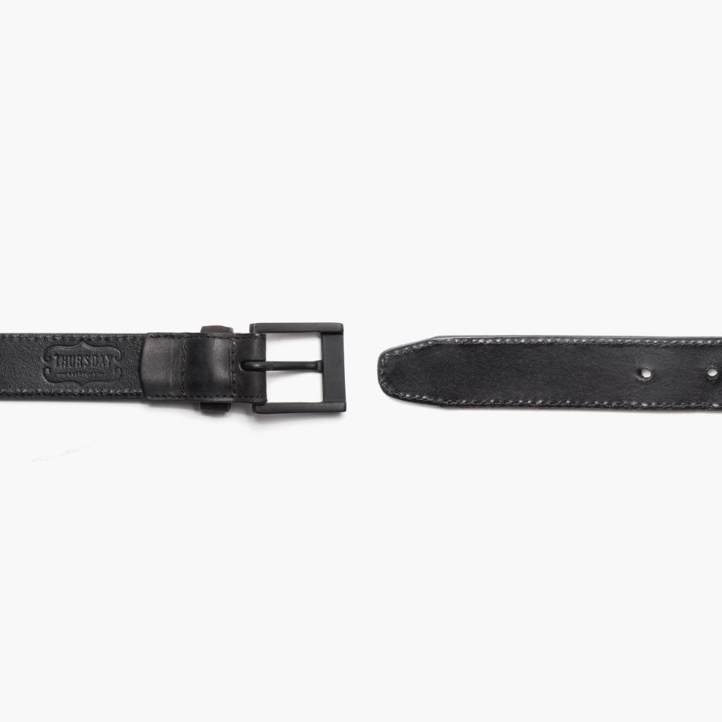 Leather Belt with Matte-Black logo-trim Buckle- Black | Men's Casual Belts Size 36