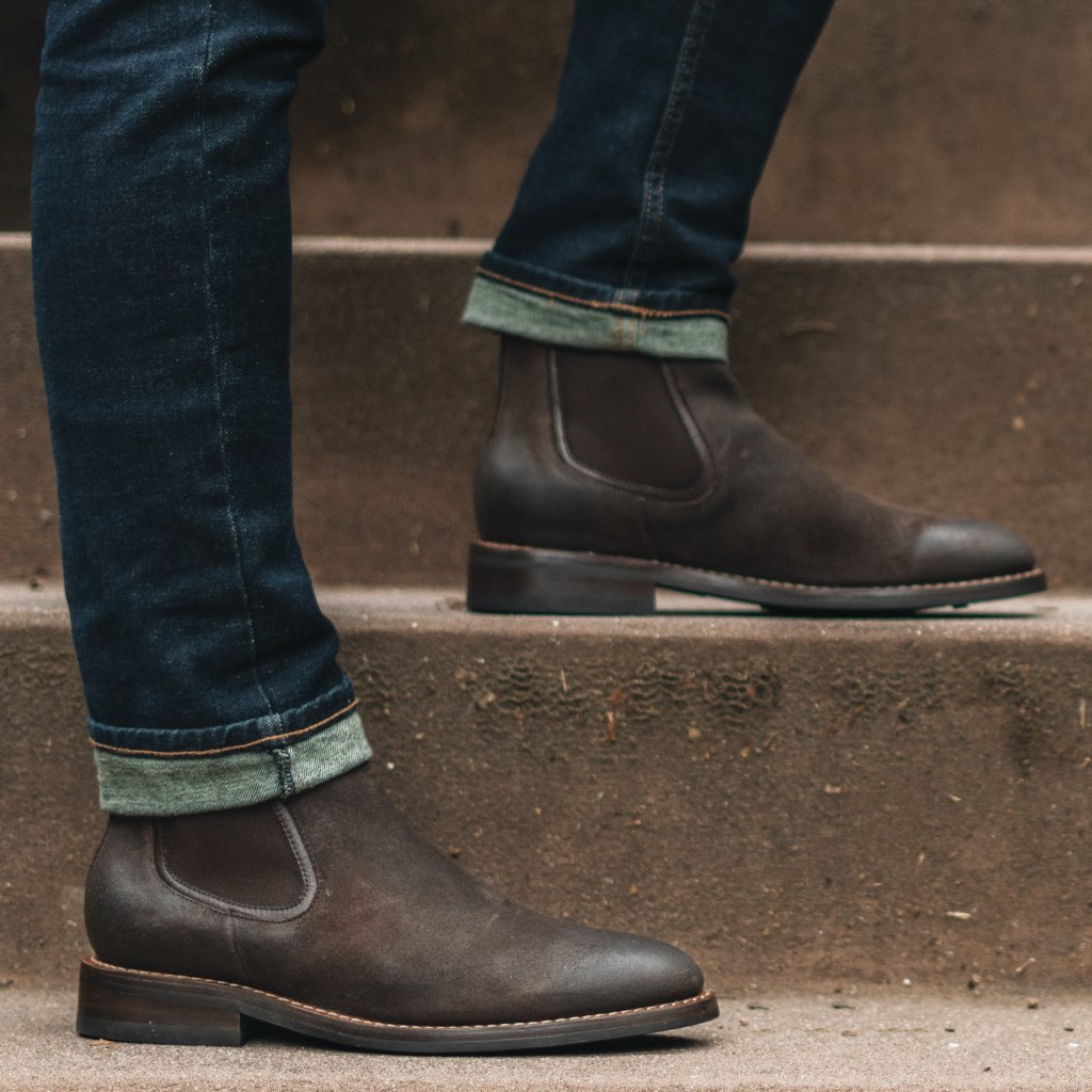Men's Duke Chelsea Boot In Chocolate Brown Suede Thursday Boots
