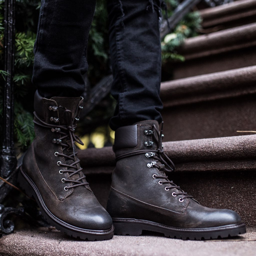 Combat boots and joggers