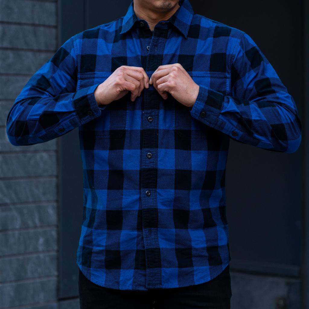 Filson Field Flannel Shirt Cobalt Blue Black