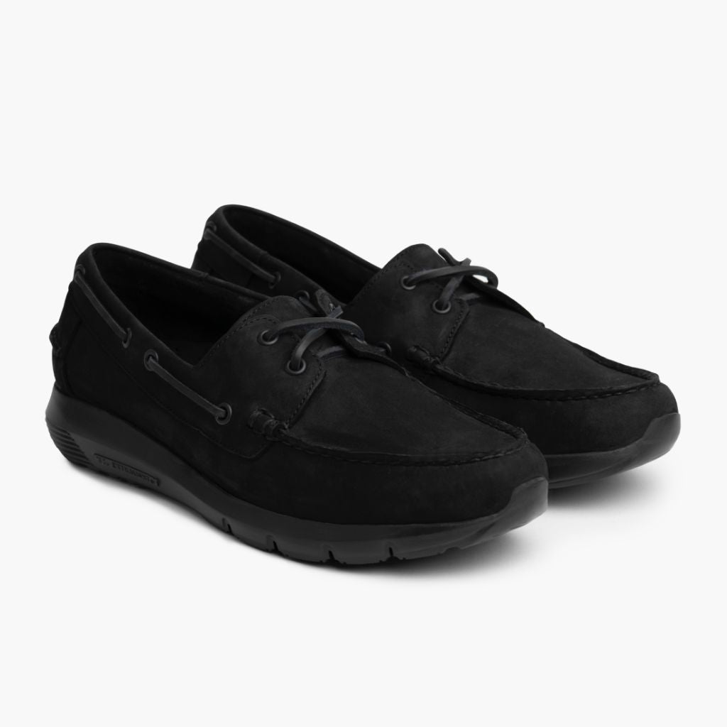 Men's Handsewn Runner Boat Shoe In Black Matte Leather Thursday
