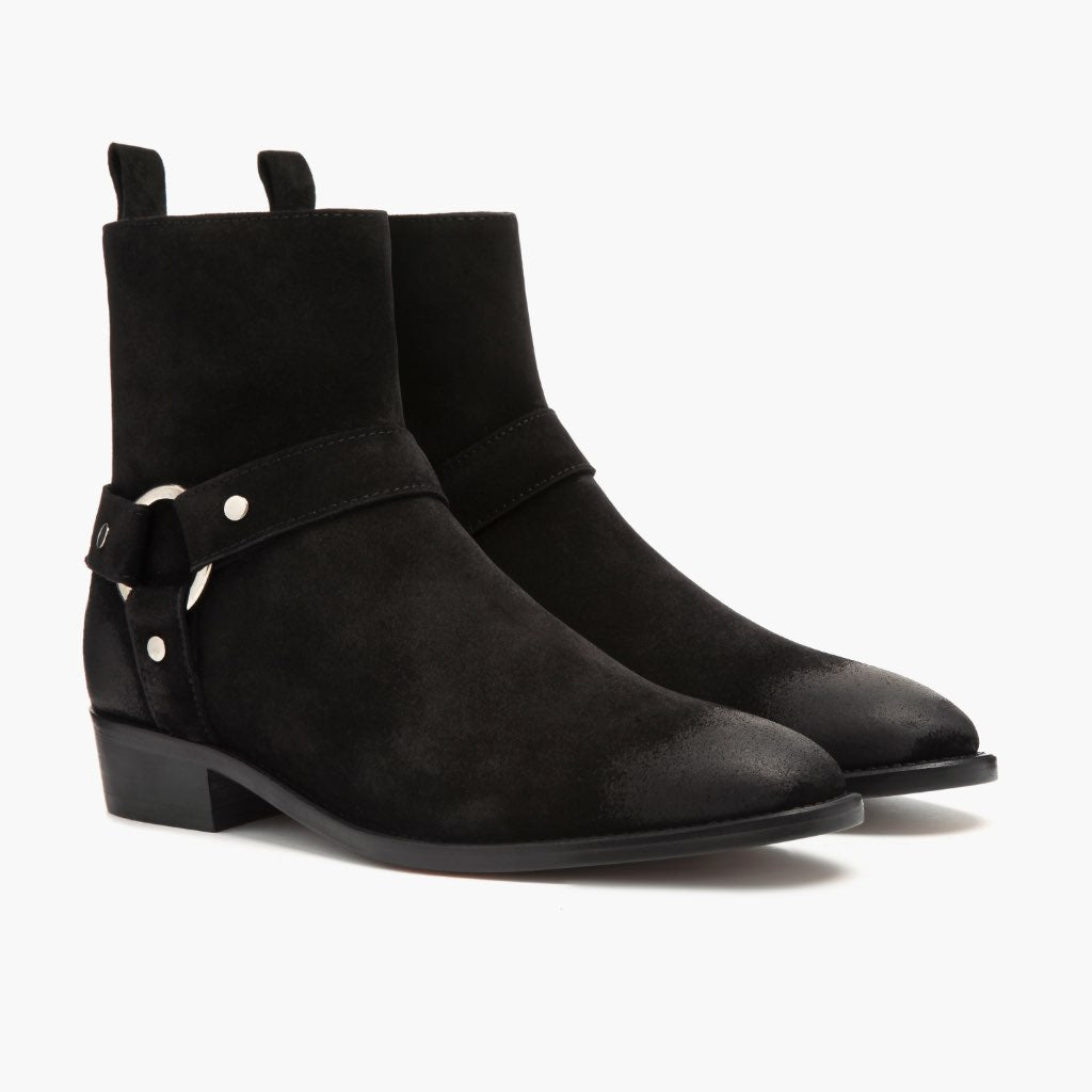 Harness O-Ring Boot Black Suede - Thursday Boot Company