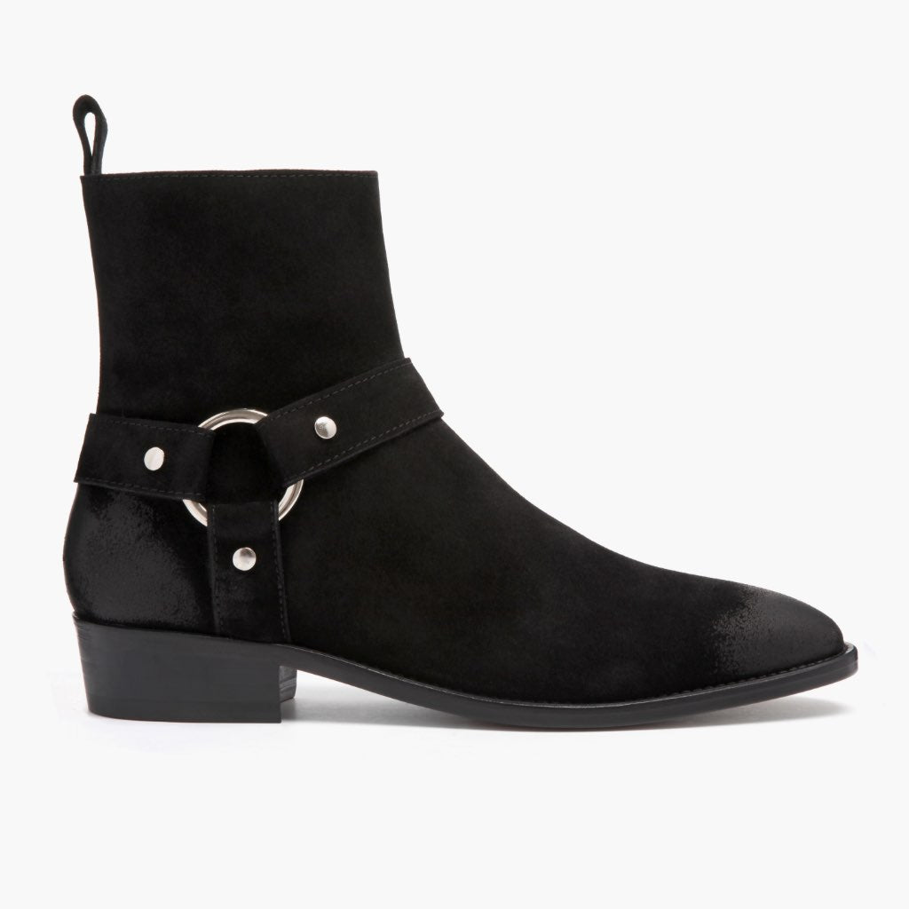 Harness O-Ring Boot Black Suede - Thursday Boot Company