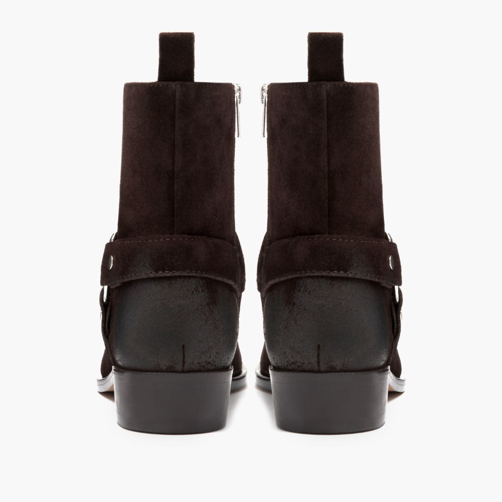 Men's Harness O-Ring Boot In Dark Brown Suede - Thursday