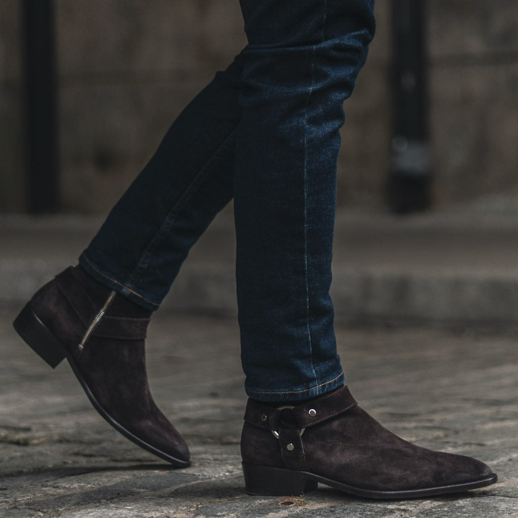 Men's Slim Leather Belt In Sandstone Tan Suede - Thursday Boot Company