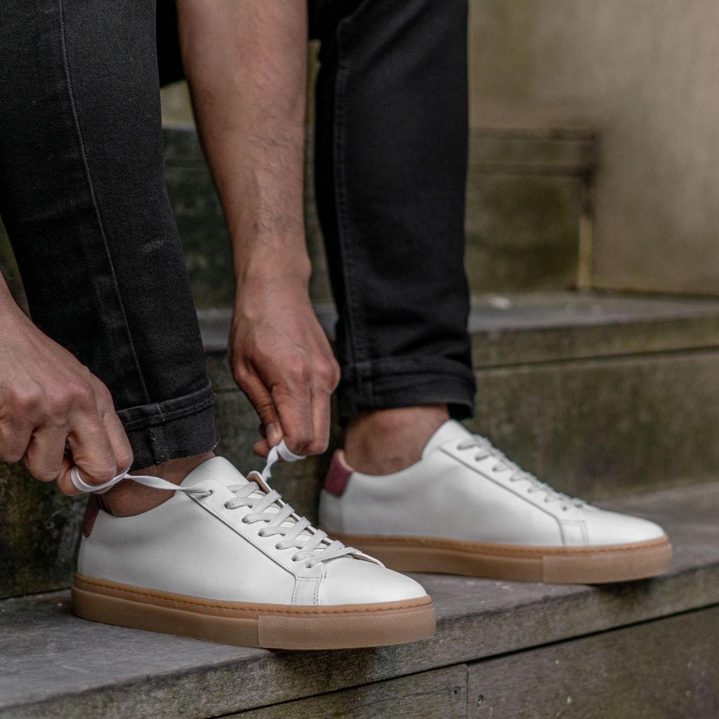 Men's Legacy Low Top In White x Burgundy Leather - Thursday