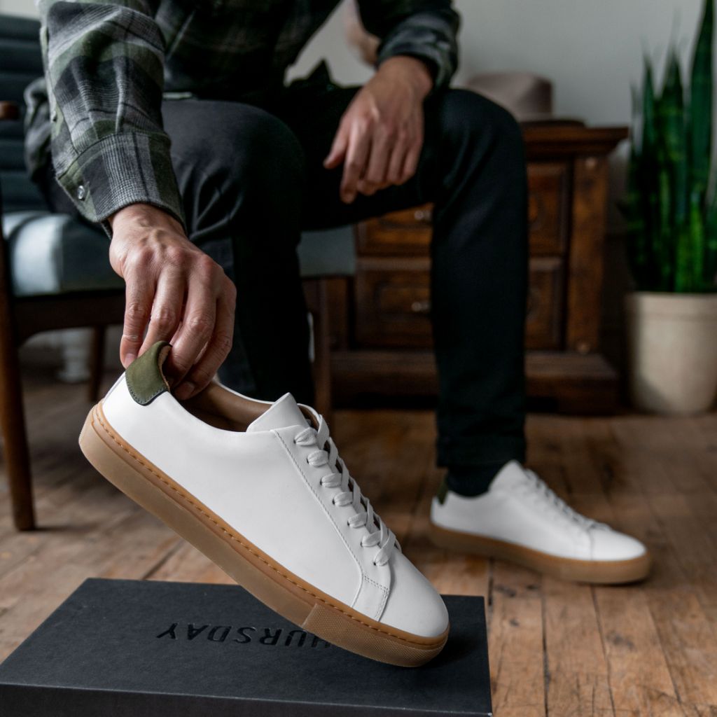 Men's Legacy Low Top In White x Green Leather Thursday Boot Company