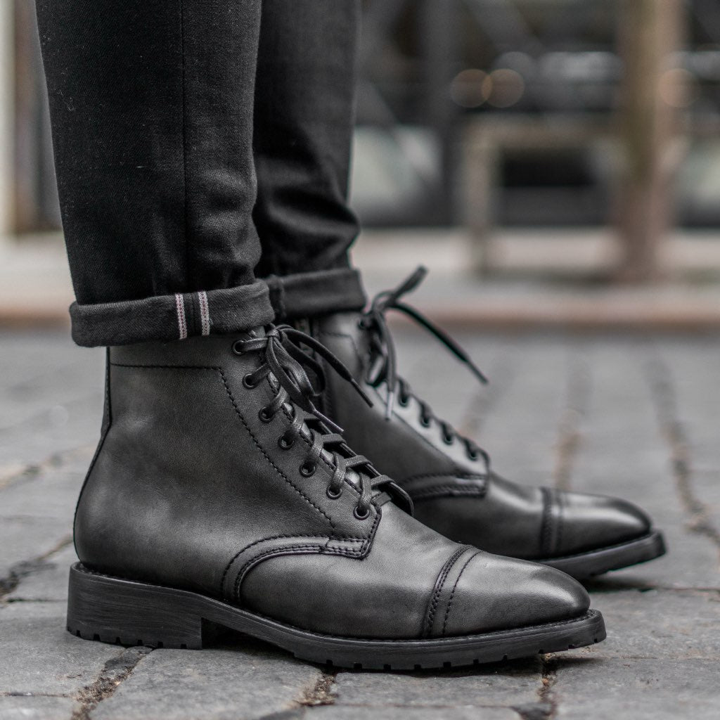 Men's Lug Sole Major Zip-Up Boot In Distressed Grey Leather Men's Lug Sole Major Zip-Up Boot In Distressed Grey Leather