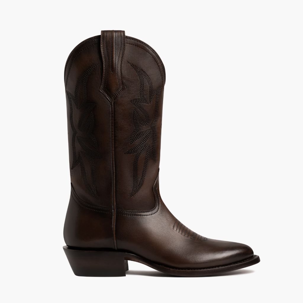 Dark brown cowboy boots best sale